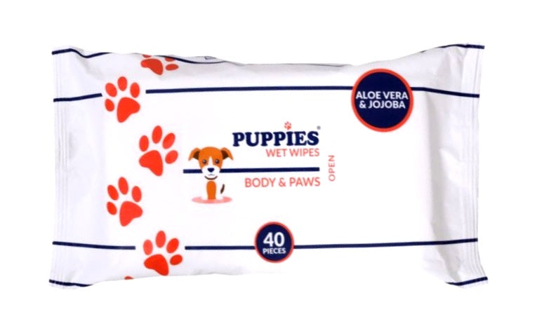Puppies Body & Paws Nedves Törlőkendő ( Aloevera és Jojoba )