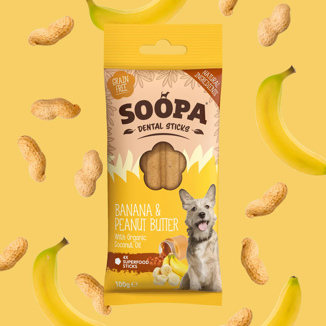 SOOPA - Dental Sticks - Banán és Mogyoróvaj