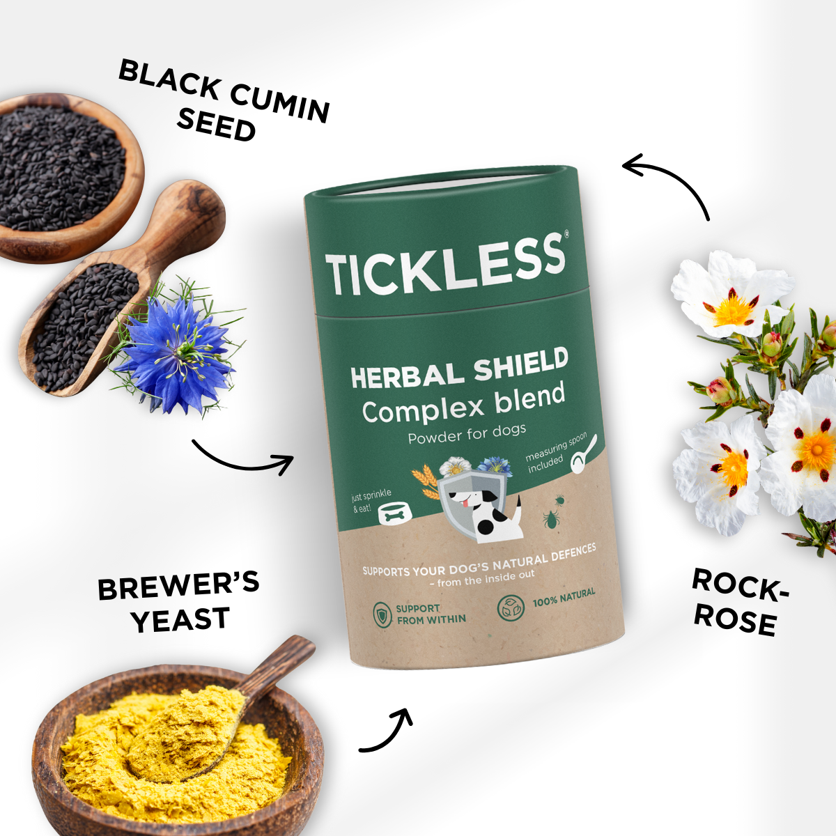 Tickless - HerbalShield természetes védelem - komplex por kutyáknak