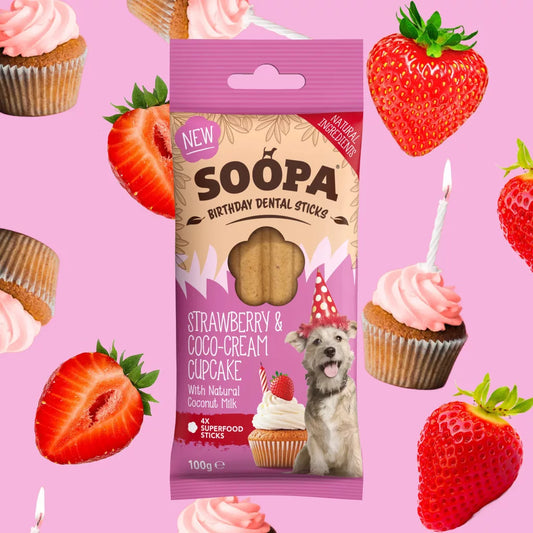 SOOPA - Strawberry & Coco-Cream Cupcake Dental Sticks